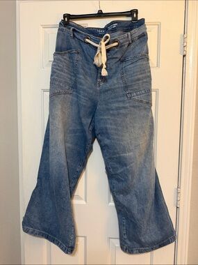 torrid Light Blue Wide-Leg Denim Jeans with Drawstring